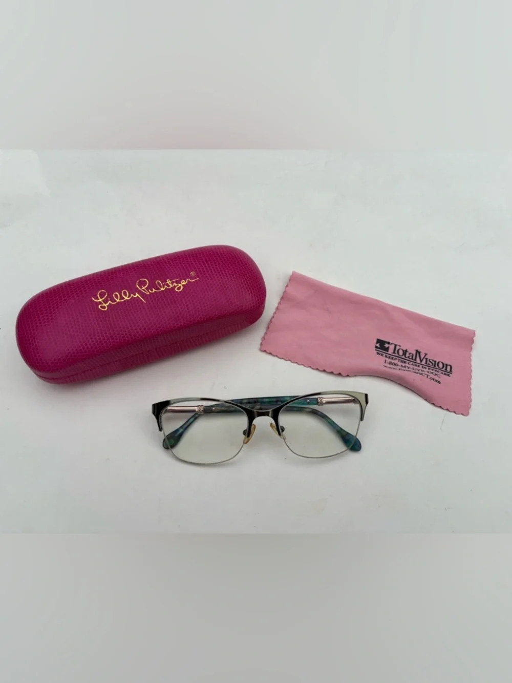Lilly Pulitzer Eyeglasses Frames Only Carney Gold Teal Brown Purple Tortoise